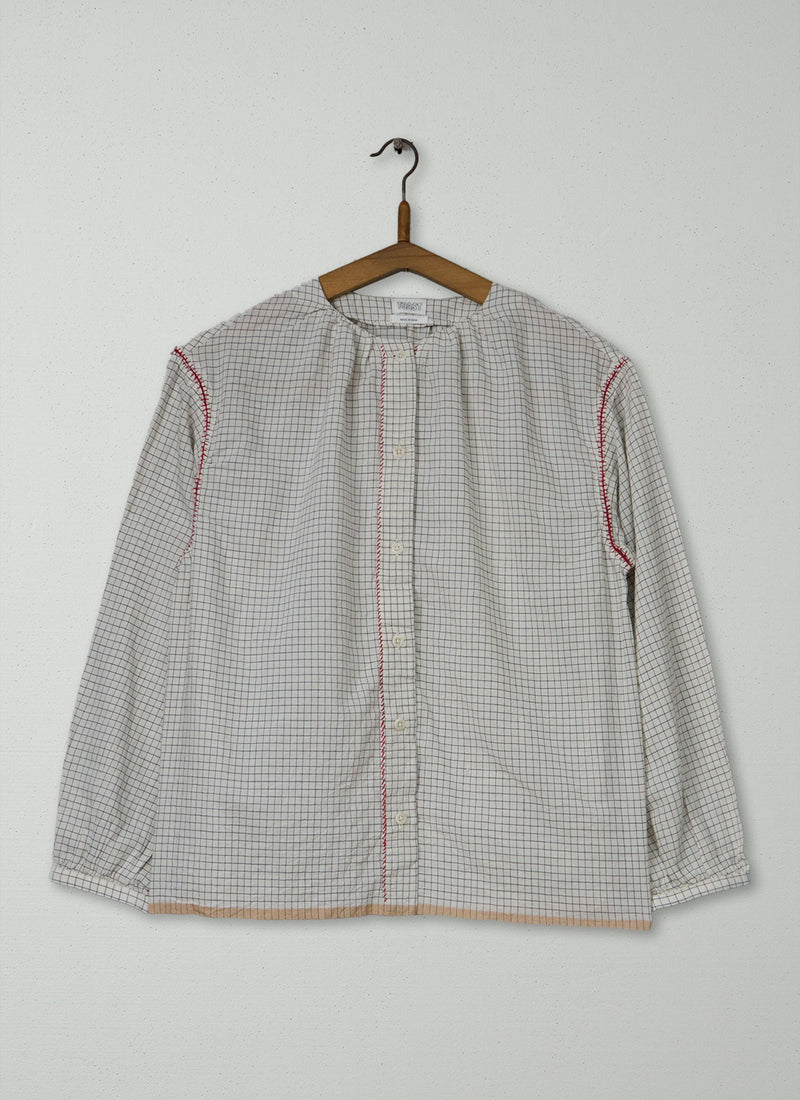 Reworn Graph Check Shirt Size L (961) | Ecru