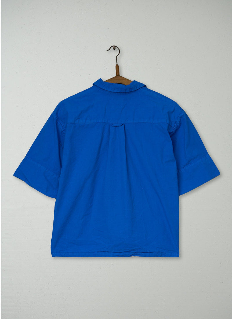 Reworn Cotton Linen Shirt Size S (1068) | Blue