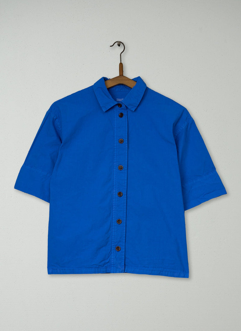 Reworn Cotton Linen Shirt Size S (1068) | Blue
