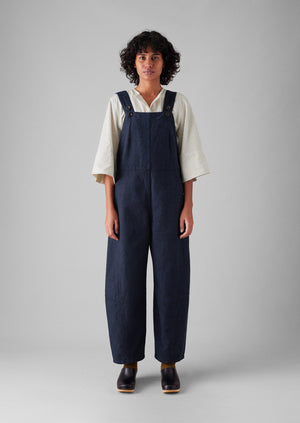 Hemp Cotton Canvas Dungarees | Dark Chambray Blue