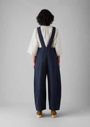 Hemp Cotton Canvas Dungarees | Dark Chambray Blue