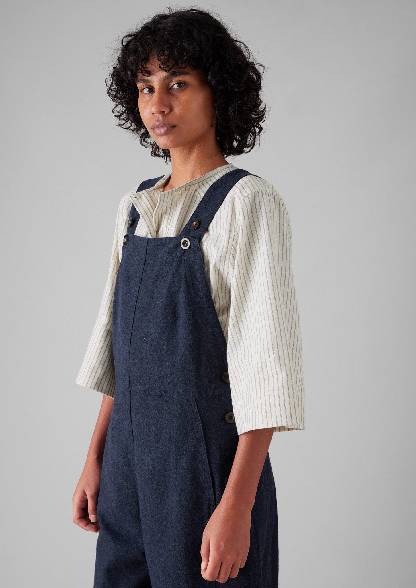 Hemp Cotton Canvas Dungarees | Dark Chambray Blue