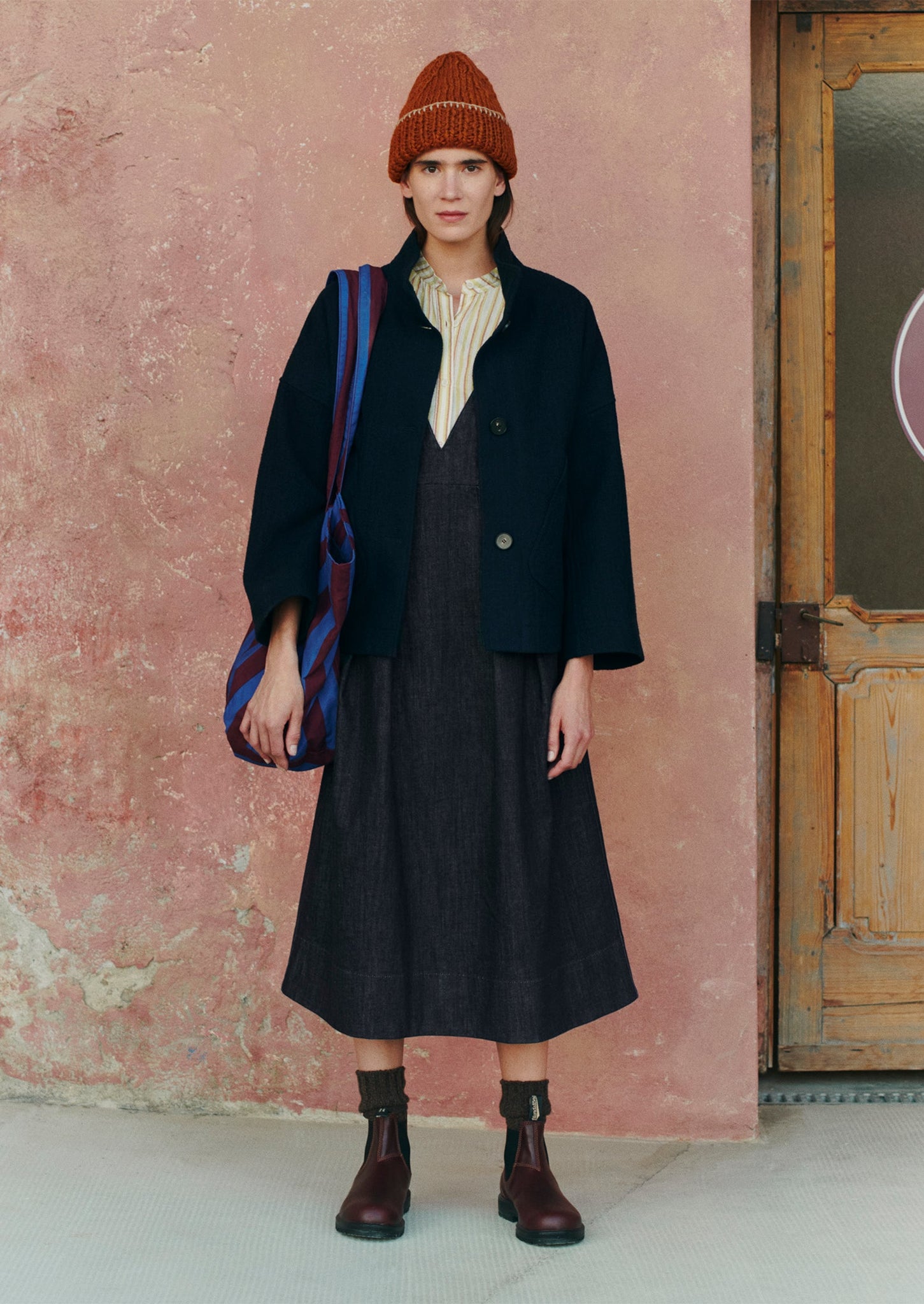 Short A Line Indigo Coat | Indigo