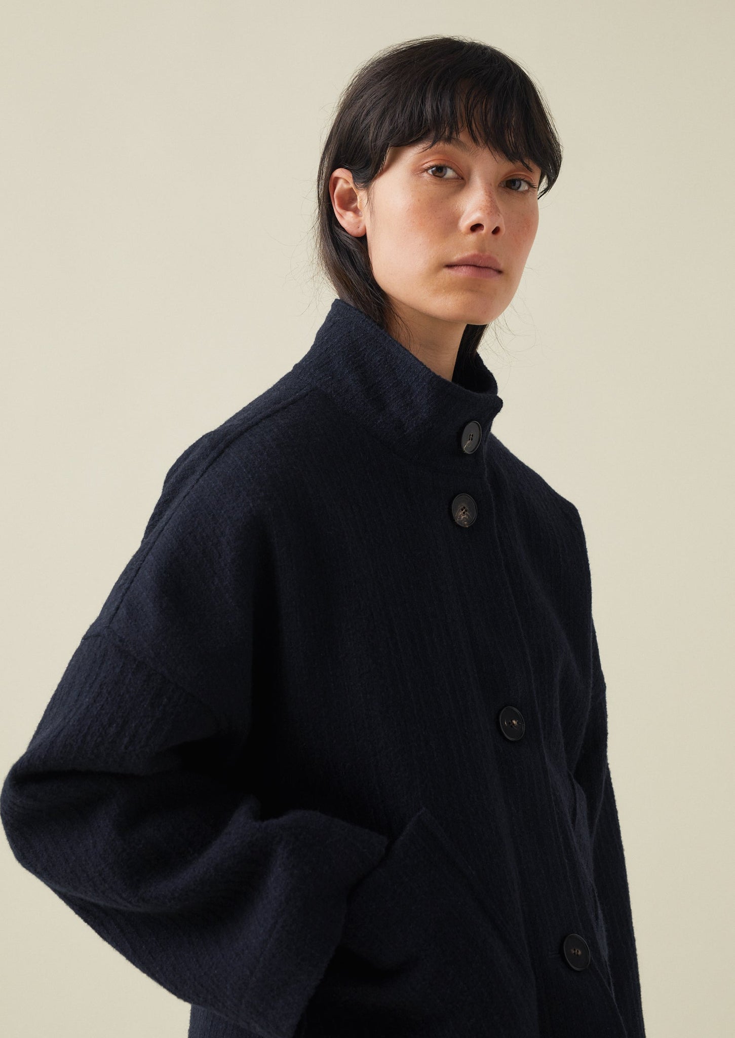 Short A Line Indigo Coat | Indigo