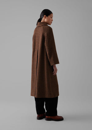 Frankie Wool Houndstooth Raglan Coat | Burnt Orange