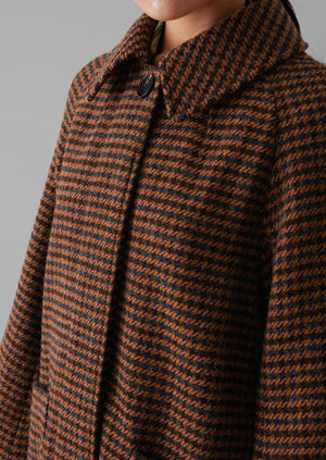 Frankie Wool Houndstooth Raglan Coat | Burnt Orange