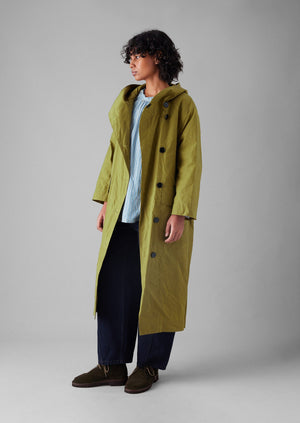 Hooded Waxed Cotton Parka | Seaweed