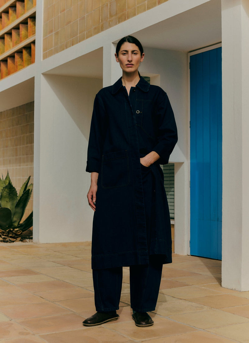 Patch Pocket Japanese Denim Coat | Indigo