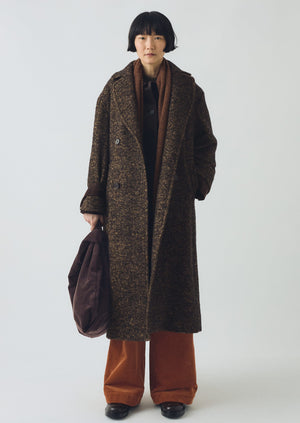 Wool Tweed Herringbone Coat | Brown/Black