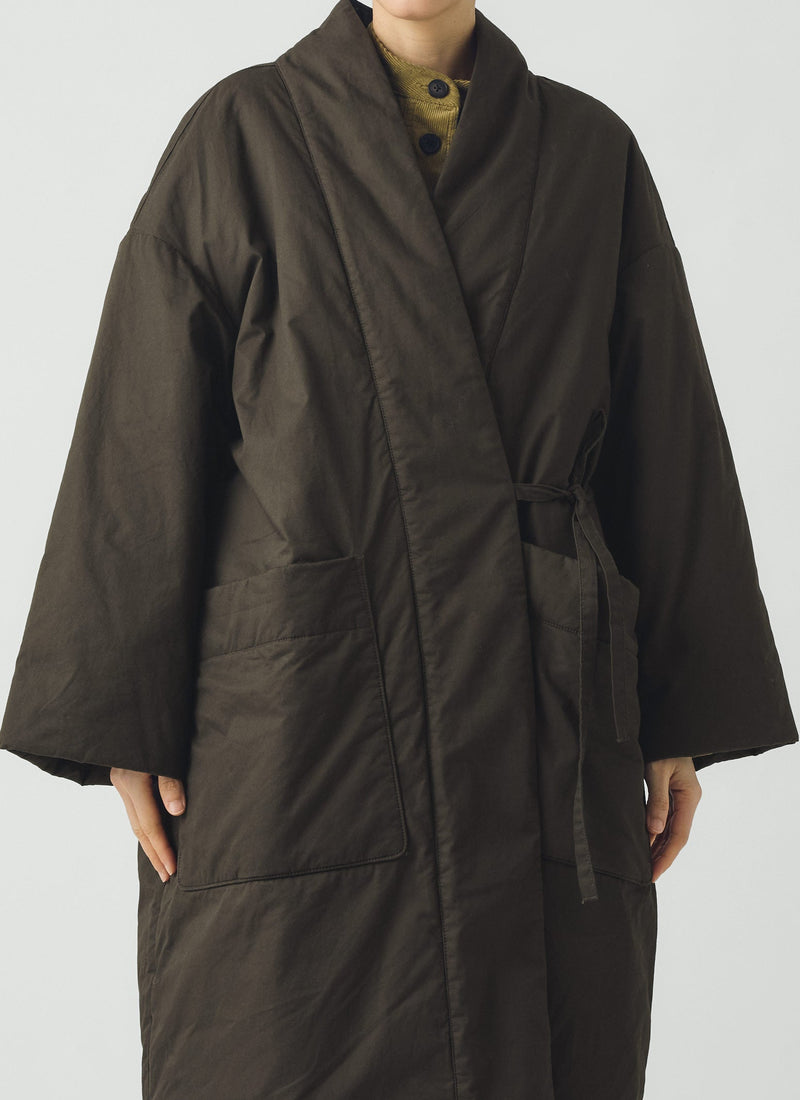 Padded Cotton Wrap Coat | Iron Green