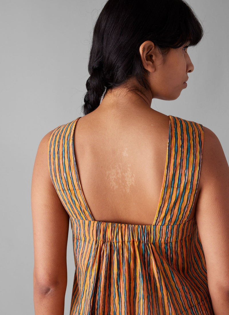 Stripe Block Print Cotton Dress | Poppy