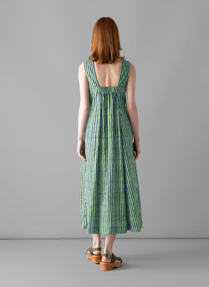 Stripe Block Print Cotton Dress | Greengage