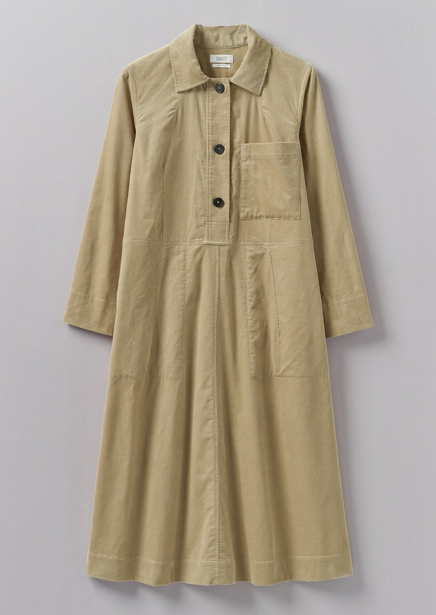 Open Collar Needlecord Shirt Dress | Bulrush