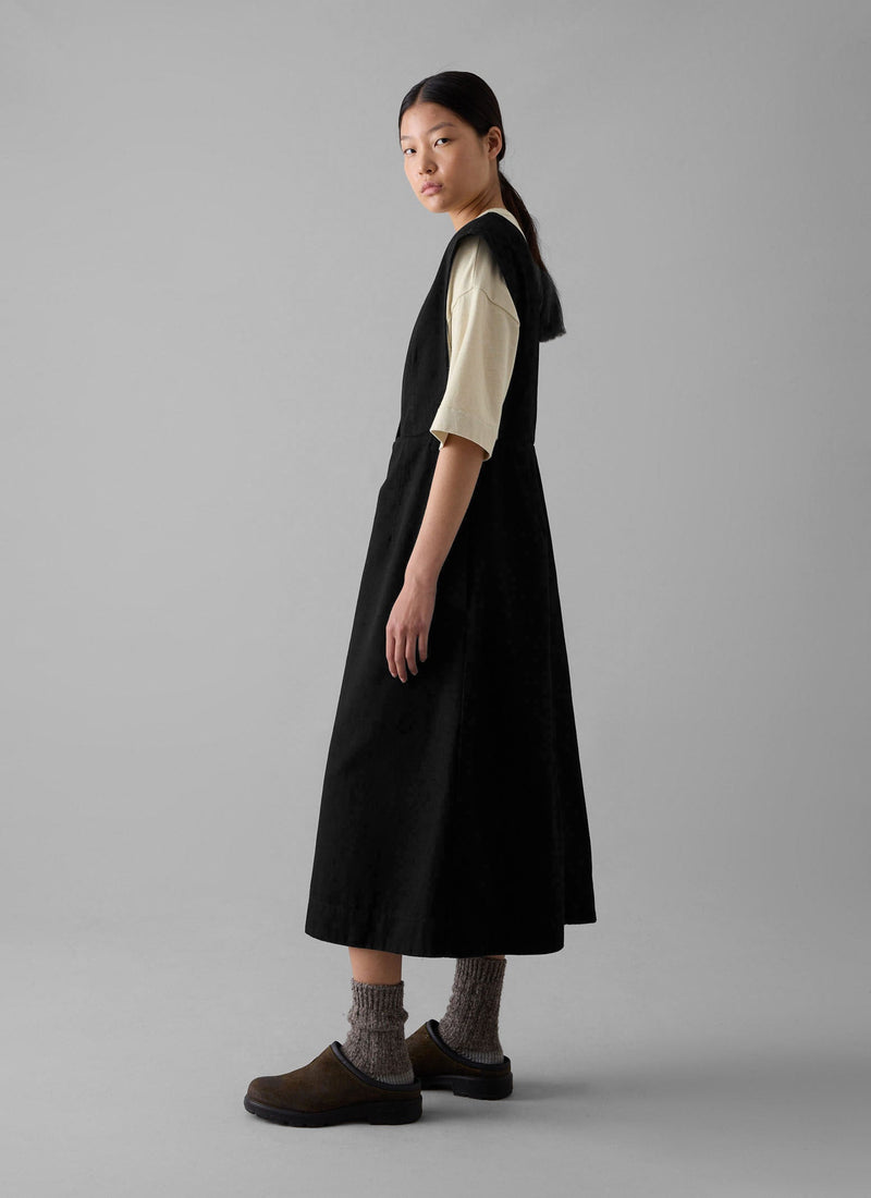 Organic Denim Pinafore Dress | Black