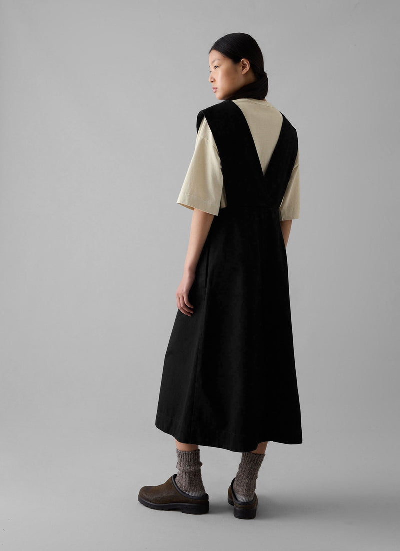 Organic Denim Pinafore Dress | Black