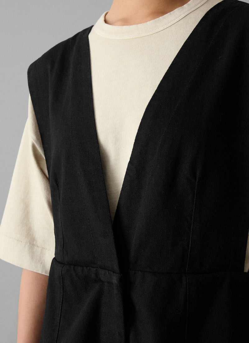 Organic Denim Pinafore Dress | Black
