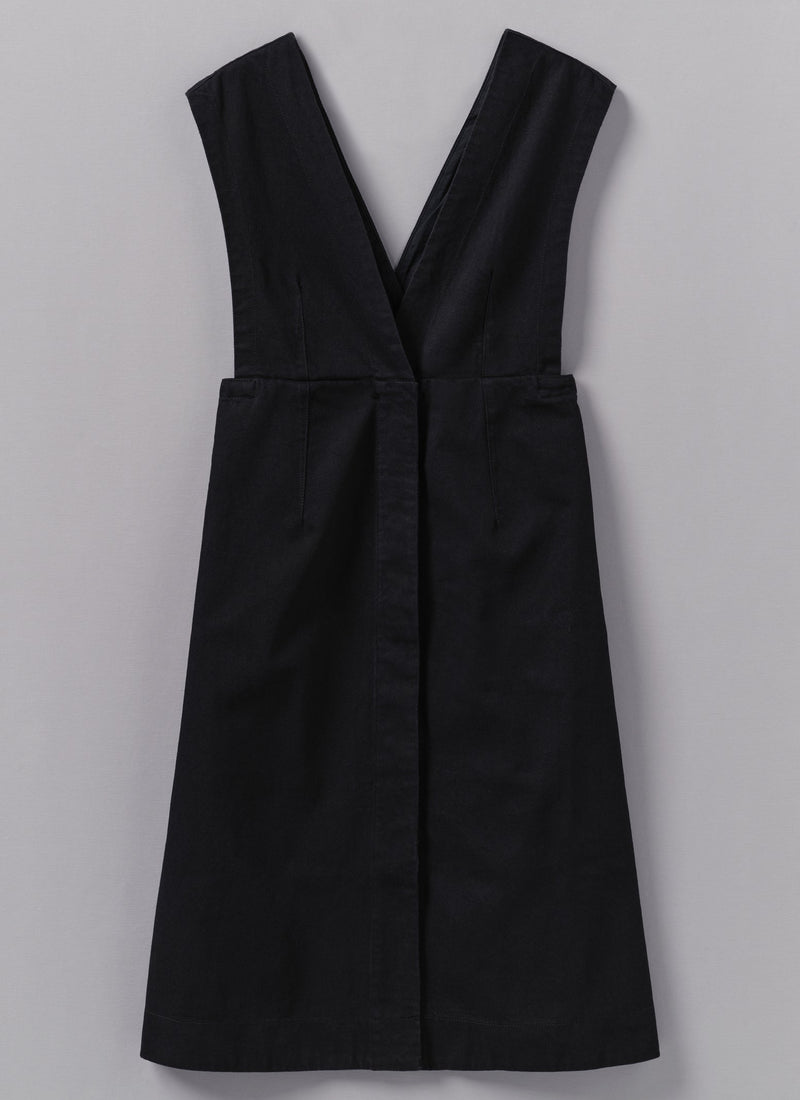 Organic Denim Pinafore Dress | Black