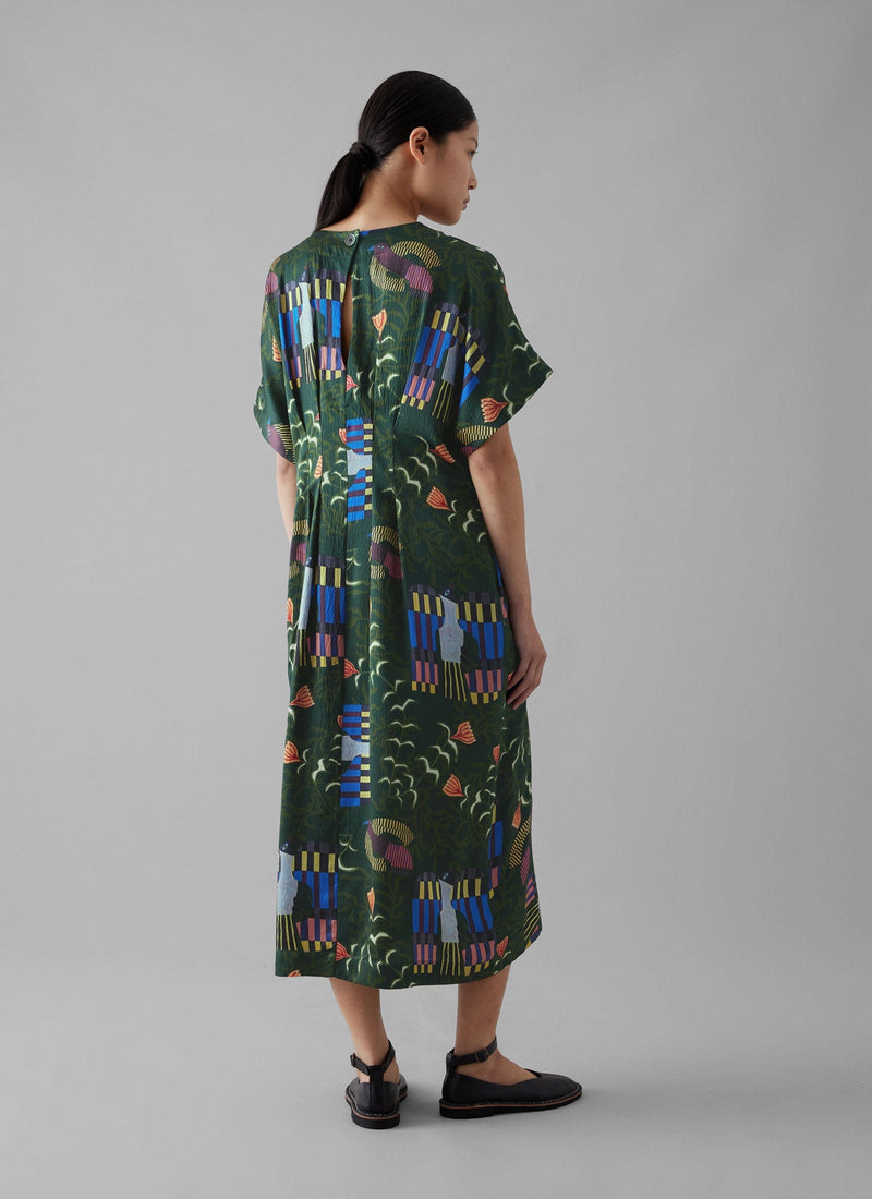 Isobel Harvey Birds Print Dress | Oil Green
