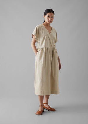 Organic Needlecord Wrap Front Dress | Moonstone