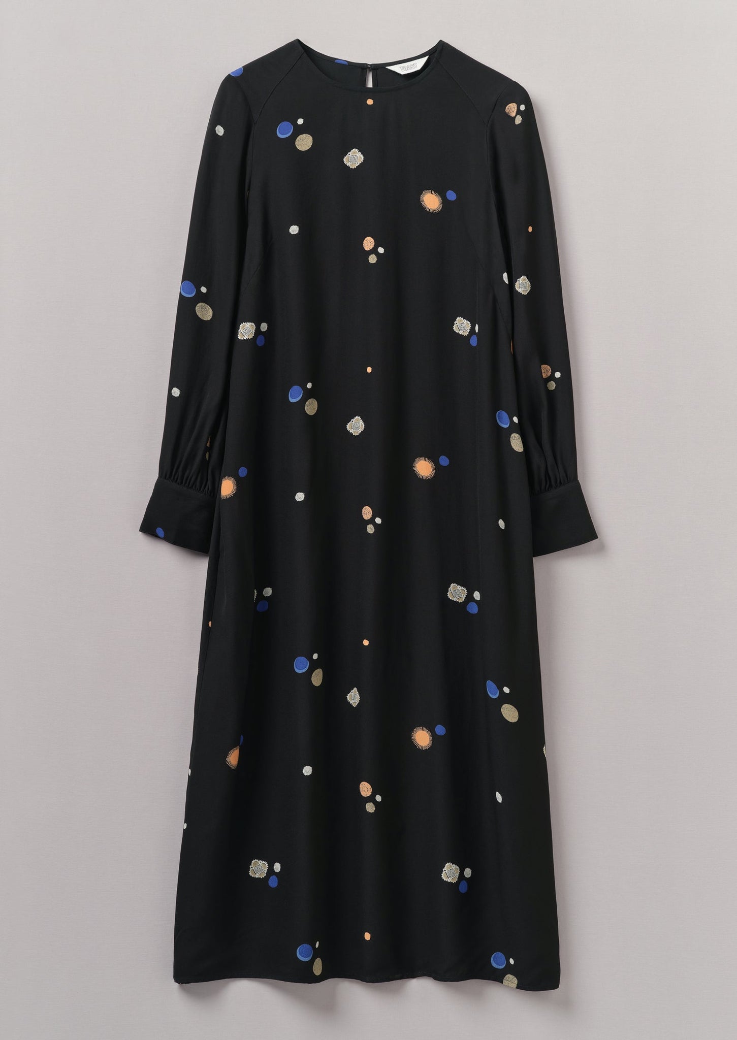 Cosmic Dot Print Column Dress | Black