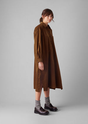 Organic Needlecord Shirt Dress | Brown Anise