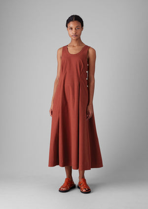 Cotton Poplin Sun Dress | Brick