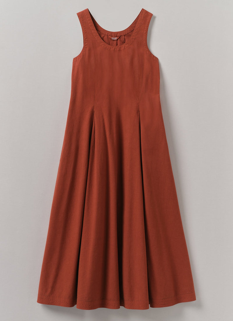 Cotton Poplin Sun Dress | Brick