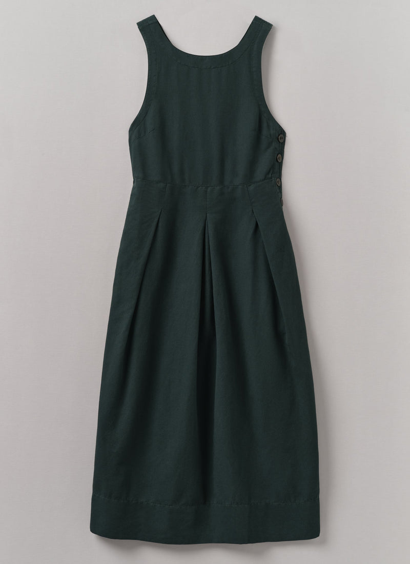 Cotton Linen Twill Pinafore Dress | Pine