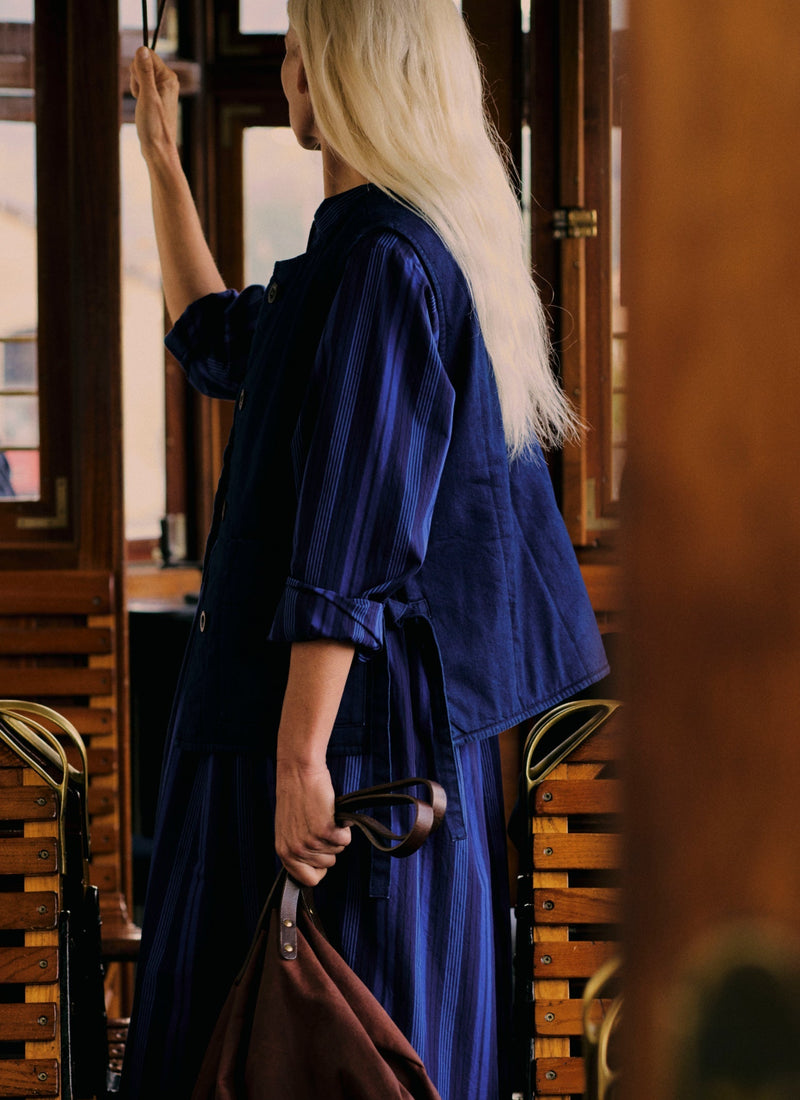 Stripe Poplin Shirt Dress | Royal Blue