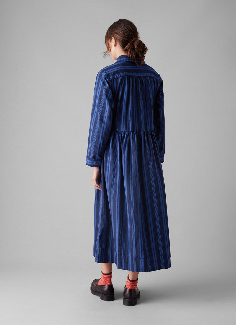 Stripe Poplin Shirt Dress | Royal Blue