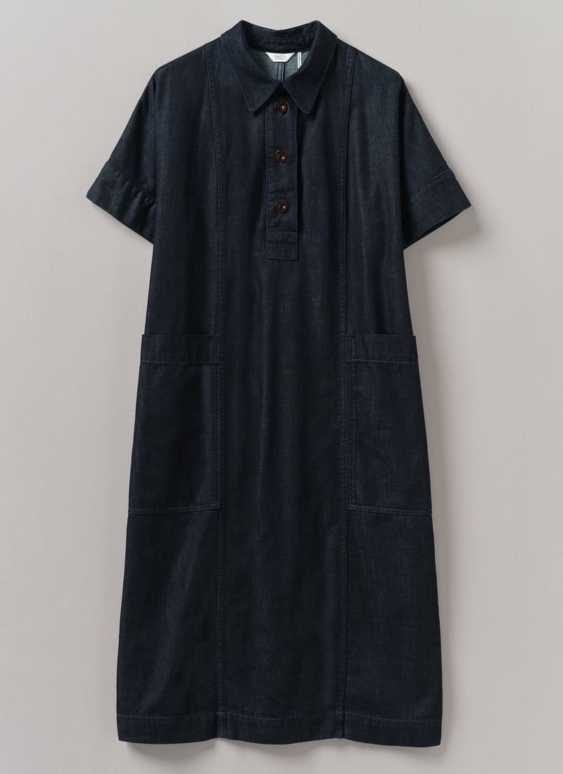 Cotton Denim Tunic Dress | Indigo