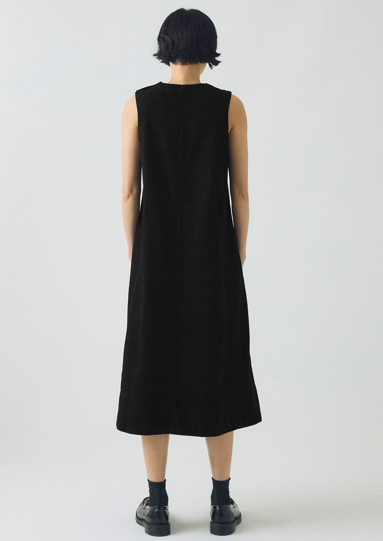 Washed Black Denim Workwear Dress | Carbon Black