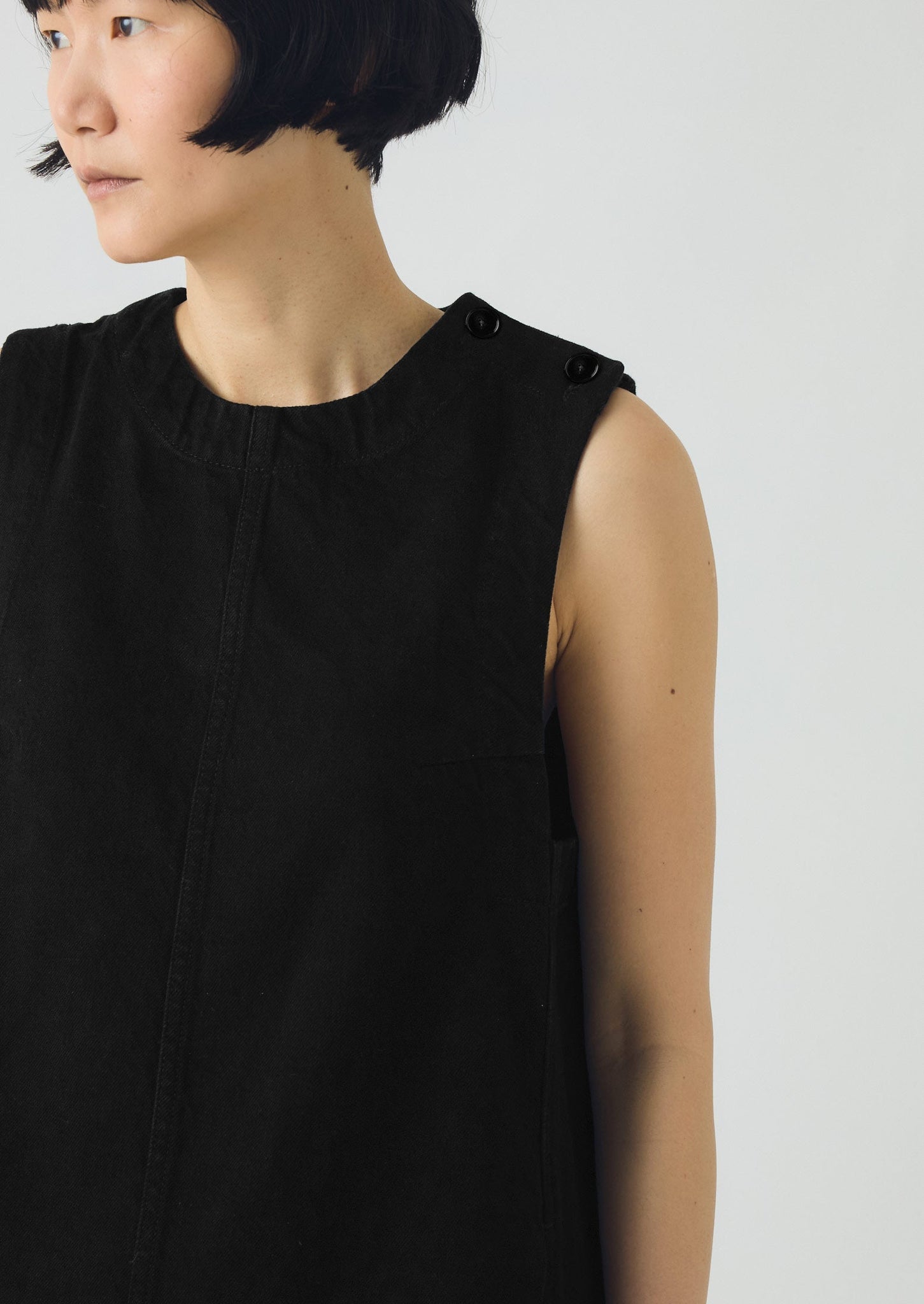 Washed Black Denim Workwear Dress | Carbon Black