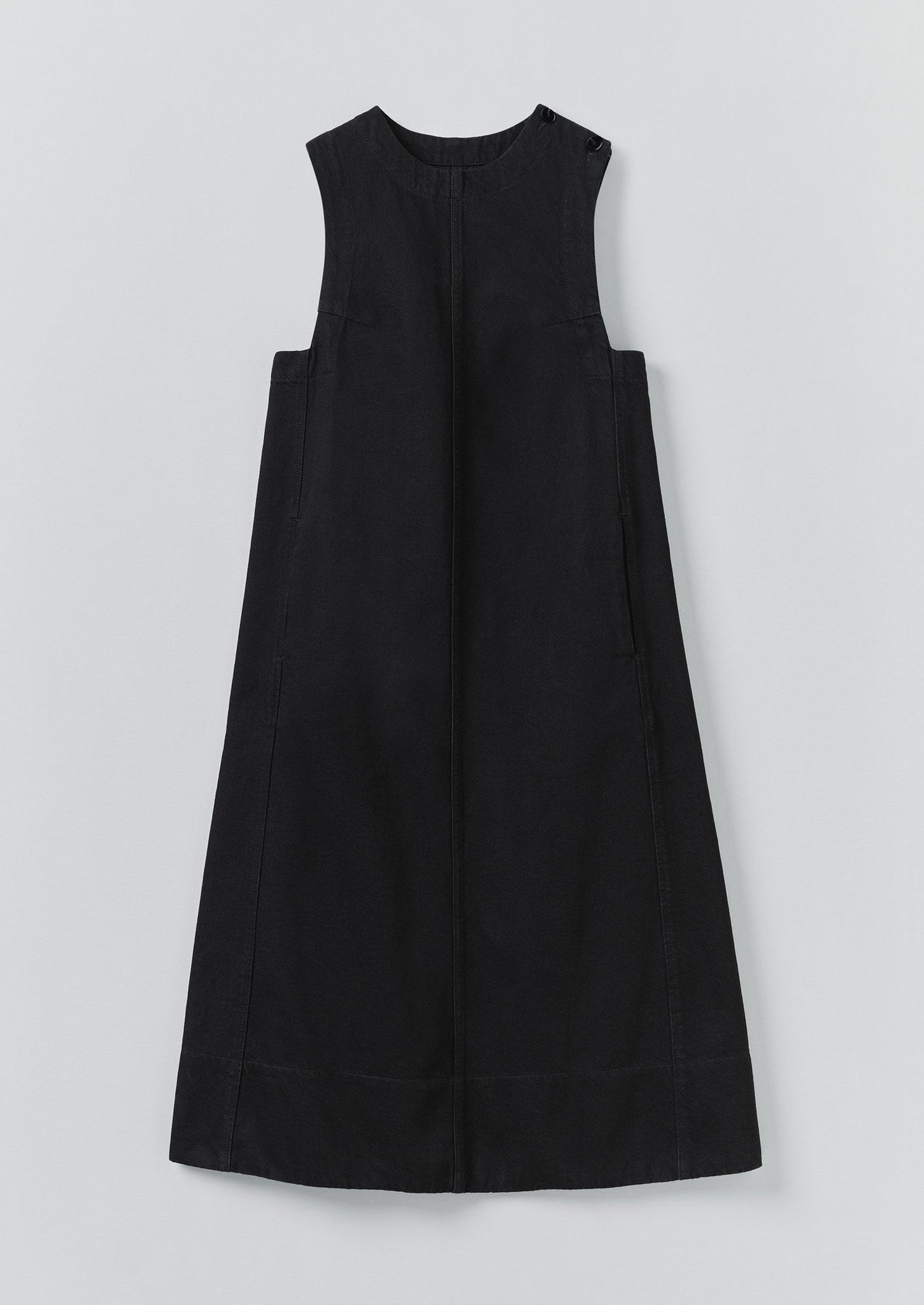 Washed Black Denim Workwear Dress | Carbon Black