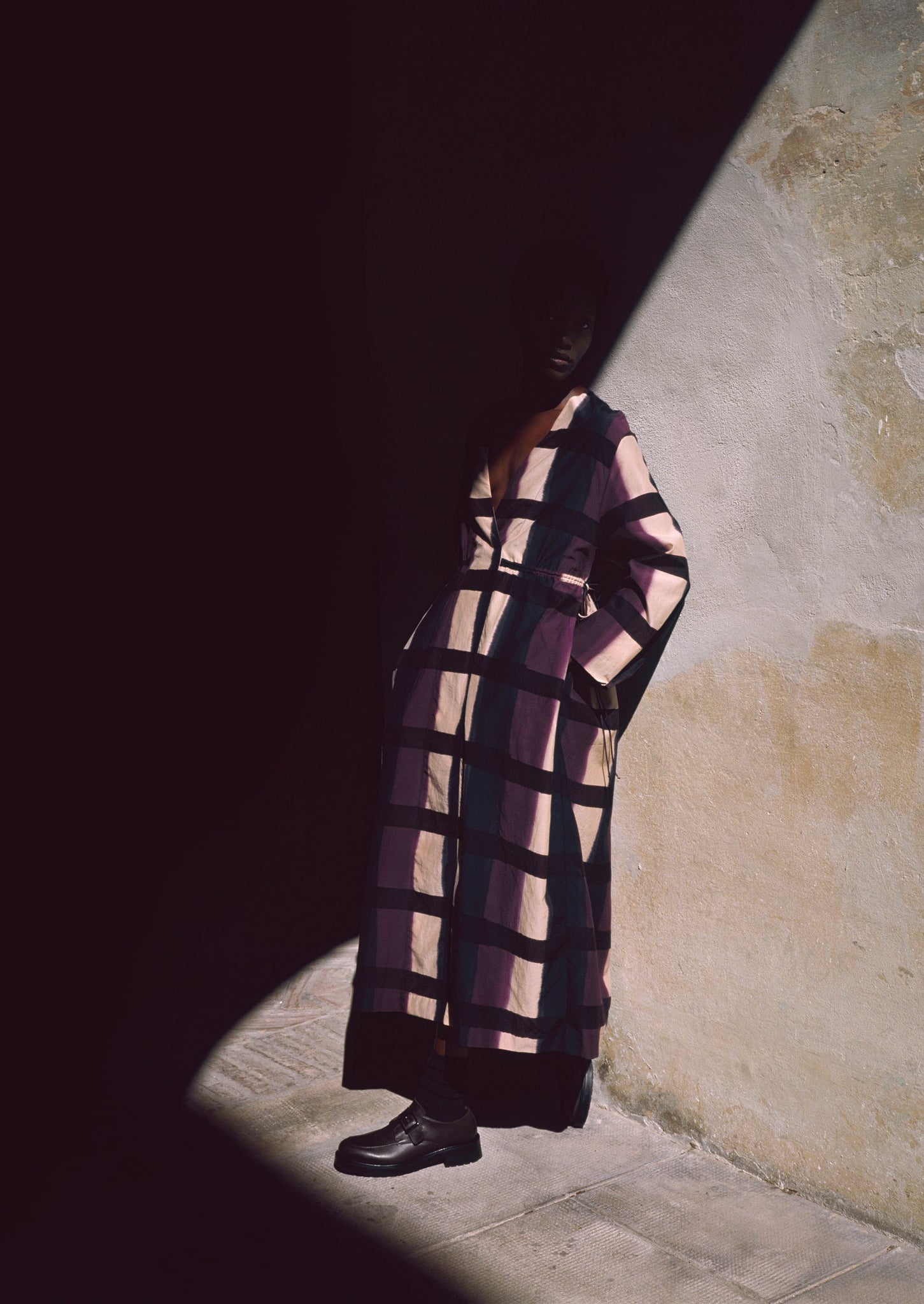 Shadow Still Print Cotton Silk Dress | Cassis
