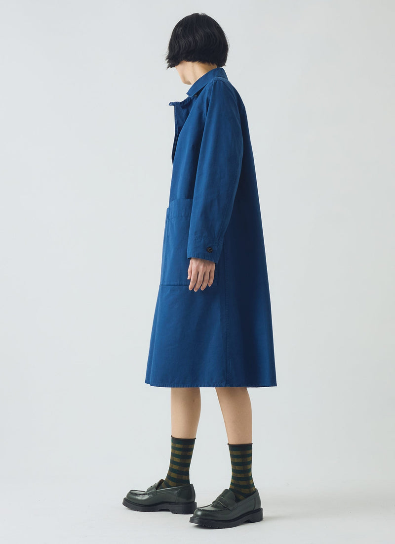 Cotton Workwear Tunic Dress | Cobalt Blue