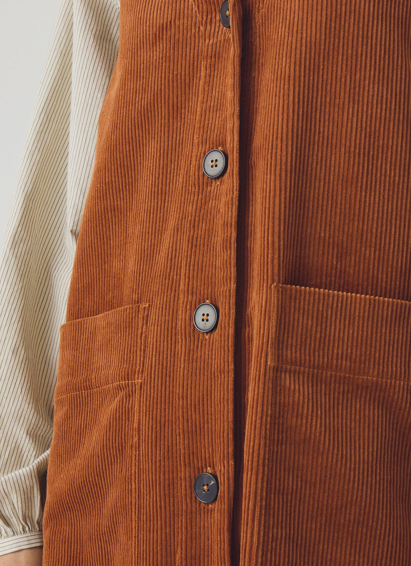 Cord A Line Dress | Burnt Sienna