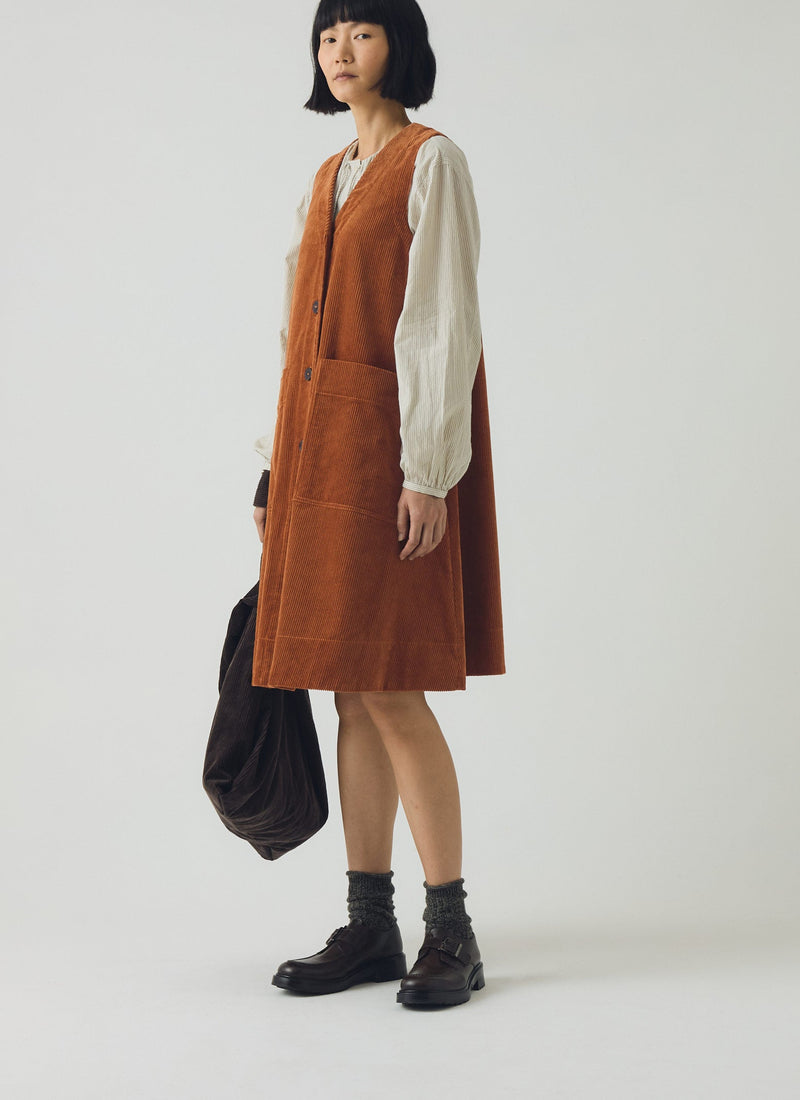 Cord A Line Dress | Burnt Sienna