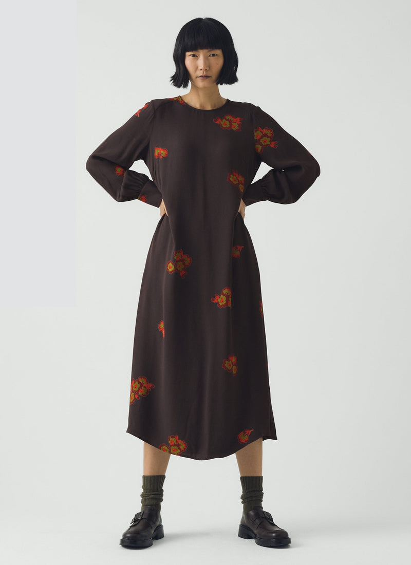 Vespertine Floral Print Column Dress | Slate