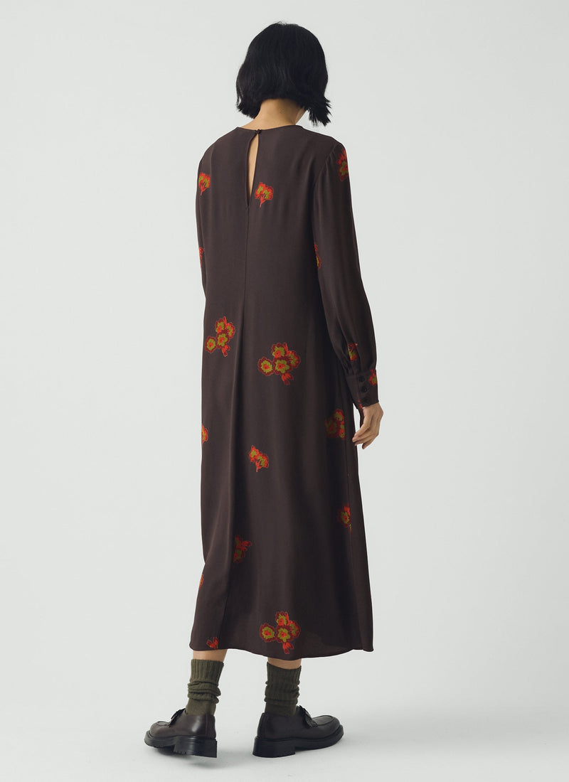 Vespertine Floral Print Column Dress | Slate