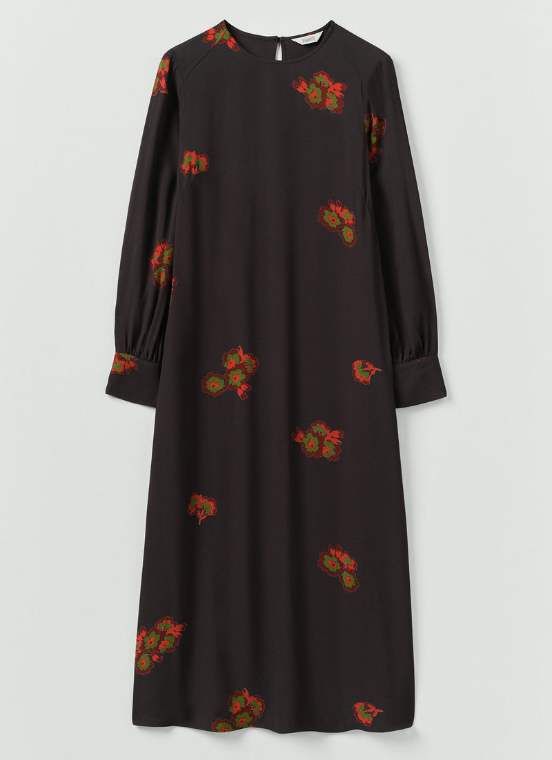 Vespertine Floral Print Column Dress | Slate
