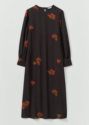 Vespertine Floral Print Column Dress | Slate