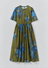 Botanical Shadow Print Cotton Dress | Olive