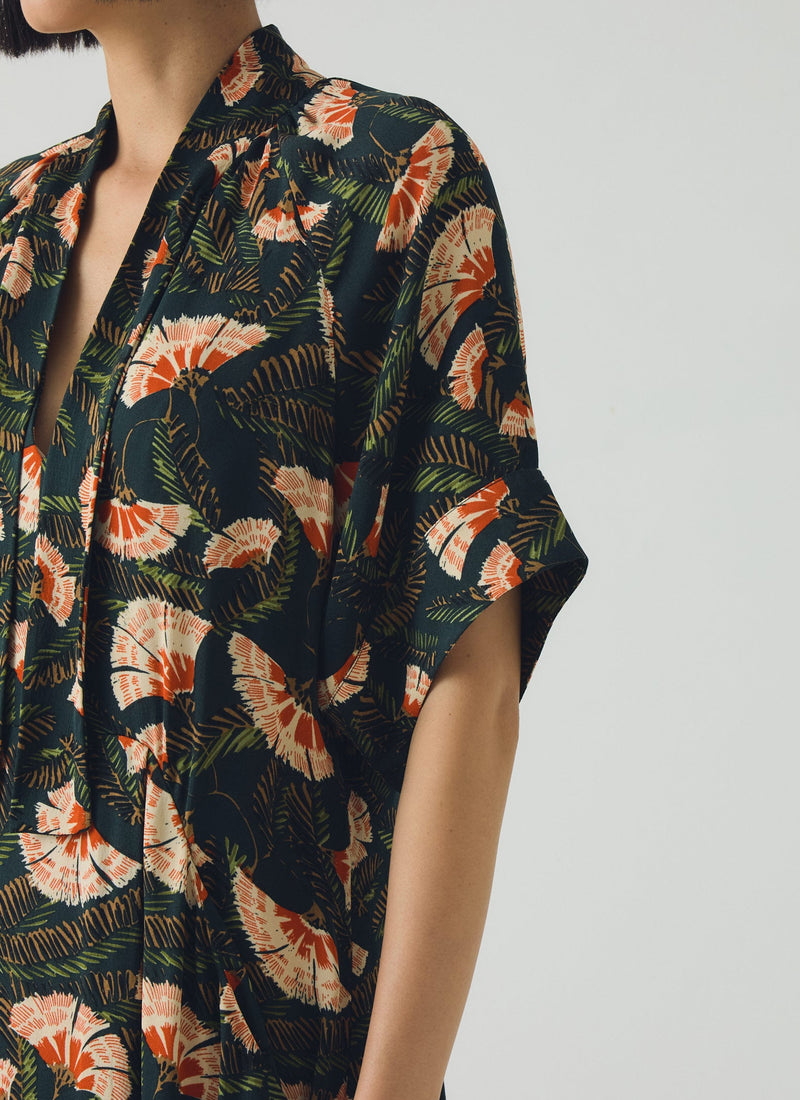Bryn Dianthus Print Dress | Midnight Green