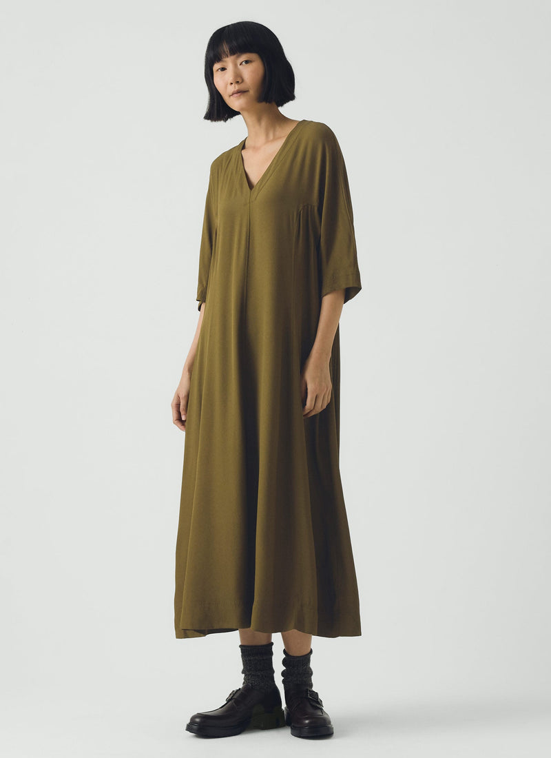 Satin Back Crepe Dress | Rich Olive