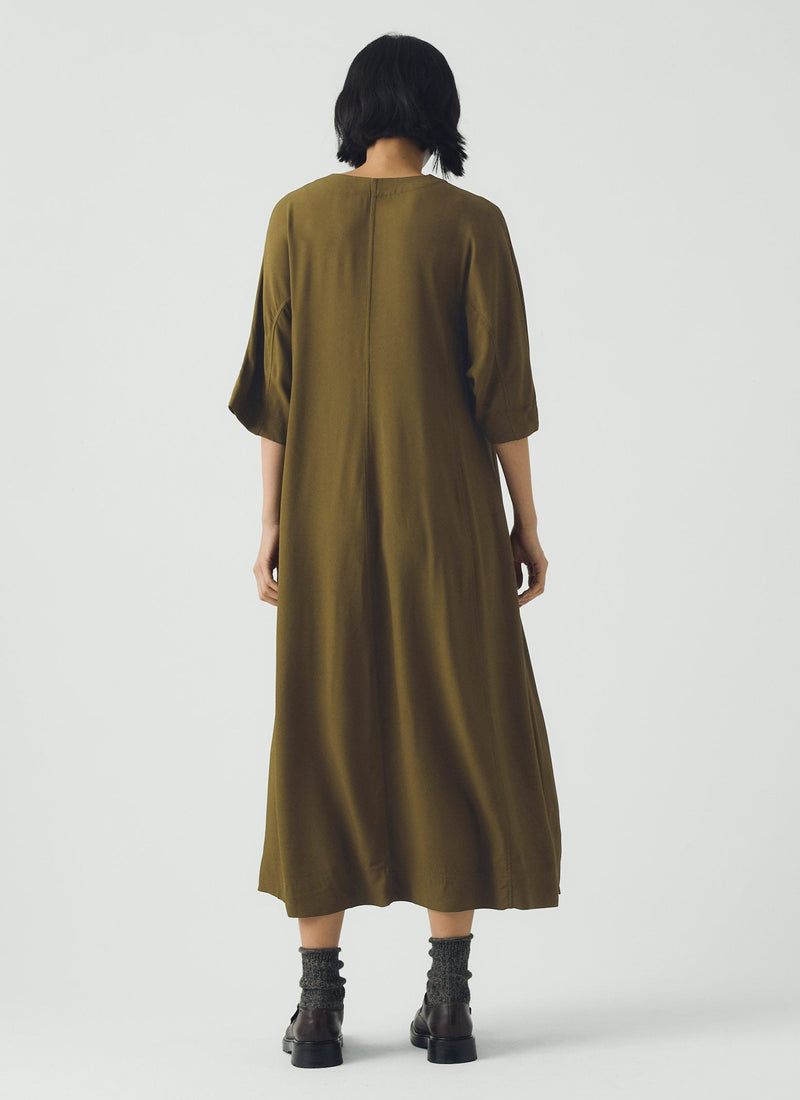 Satin Back Crepe Dress | Rich Olive