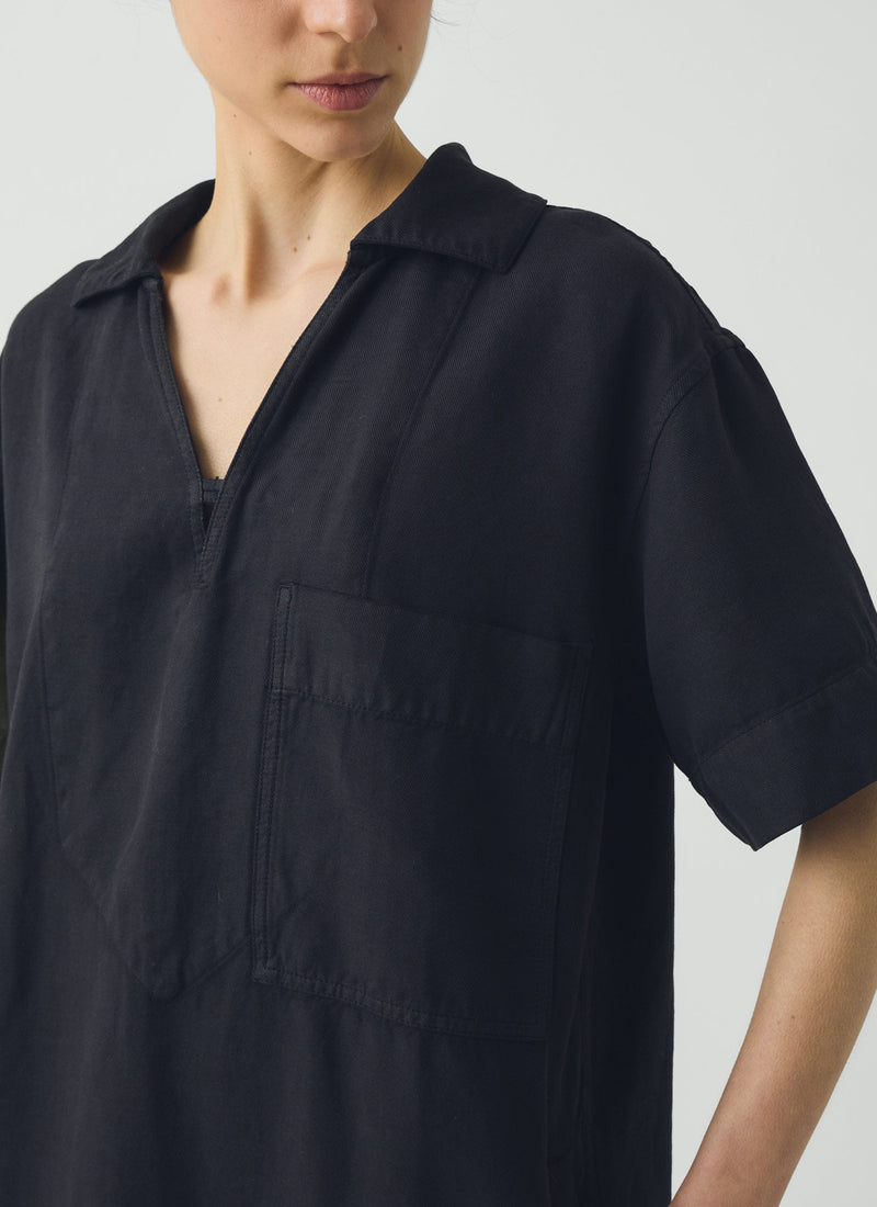 Cotton Linen Smock Dress | Soft Black | TOAST Cotton Linen Smock Dress | Soft Black | TOAST