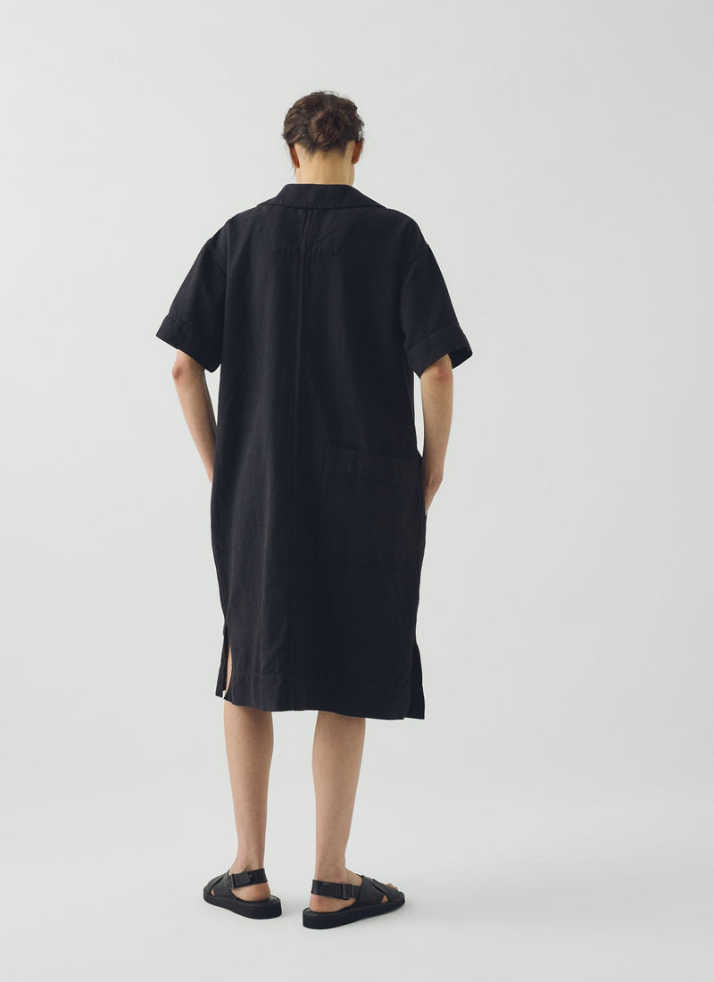 Cotton Linen Smock Dress | Soft Black | TOAST Cotton Linen Smock Dress | Soft Black | TOAST
