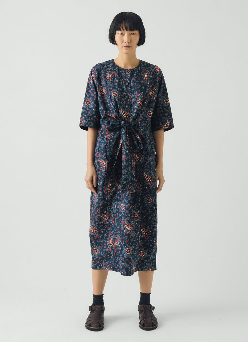 Provencal Paisley Print Cotton Poplin Dress | Provencal Blue