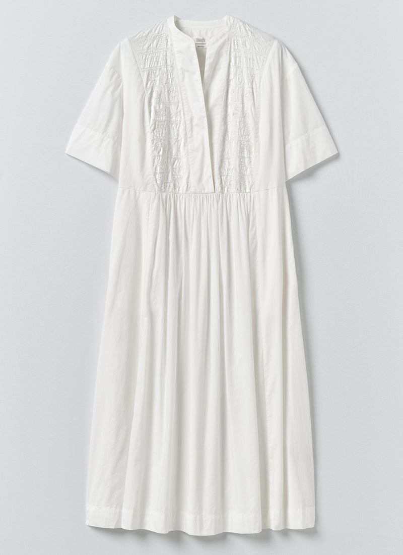 Embroidered Cotton Voile Dress | Chalk White
